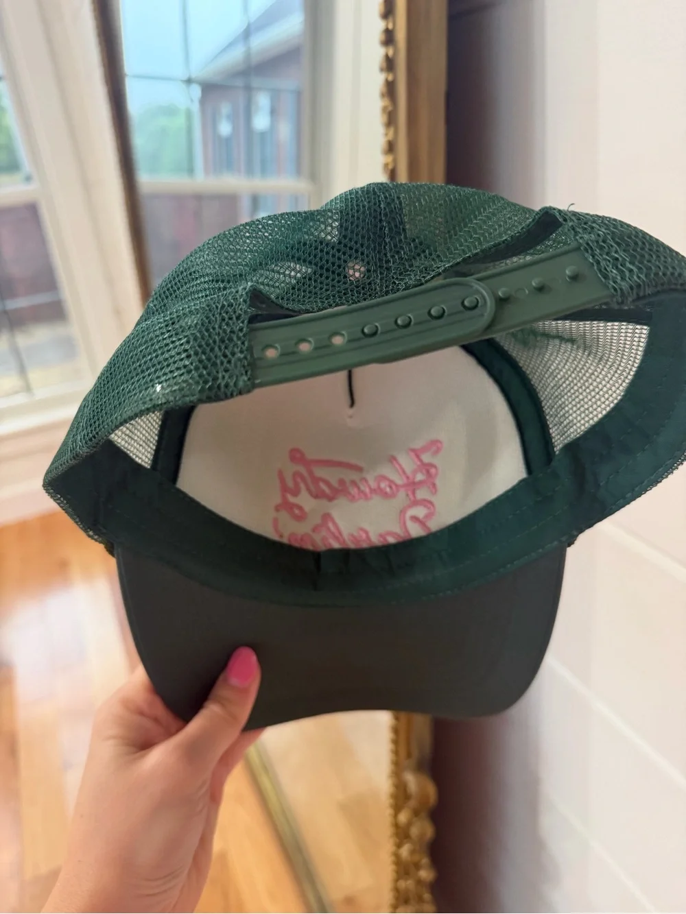 Green Trucker Hat Pink 